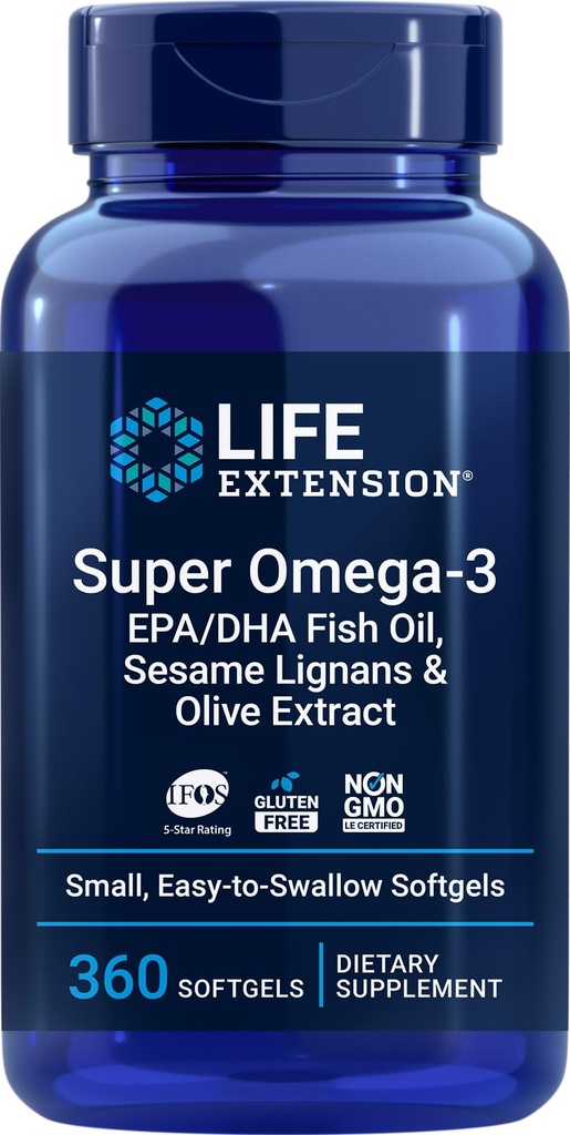 생활 연장 최고 Omega-3 360 Softgels, 삼키기, EPA/DHA Omega3 물고기 기름, Sesame Lignans & 올리브 추출물에 쉬운