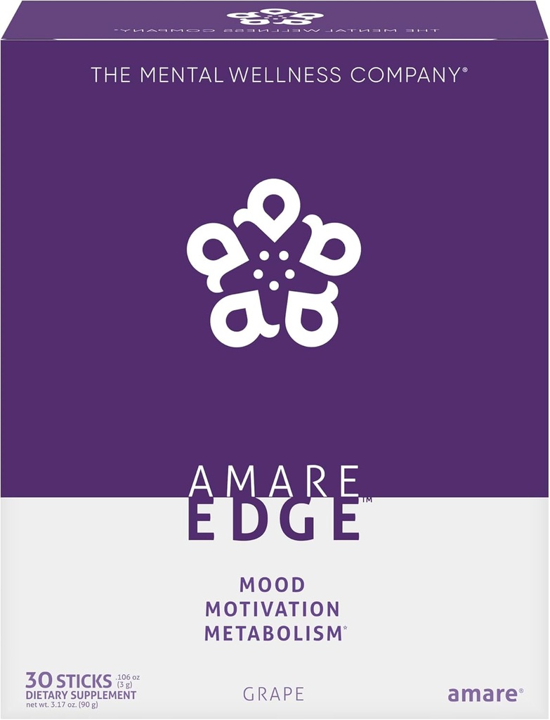 Amare EdgeTM Plant Endurance 및 Motivation, 포도, 30 서빙을 위한 Nootropic 분말 음료를 기반으로 한