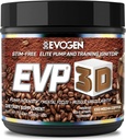 Evogen EVP 3D - Stim Free Pre Workout Powder for Men & Women | Beta Alanine 및 Creatine for Energy & Pump가있는 설탕 무료 비 자극 사전 운동 | 아이스 모차 커피 | 40 인분