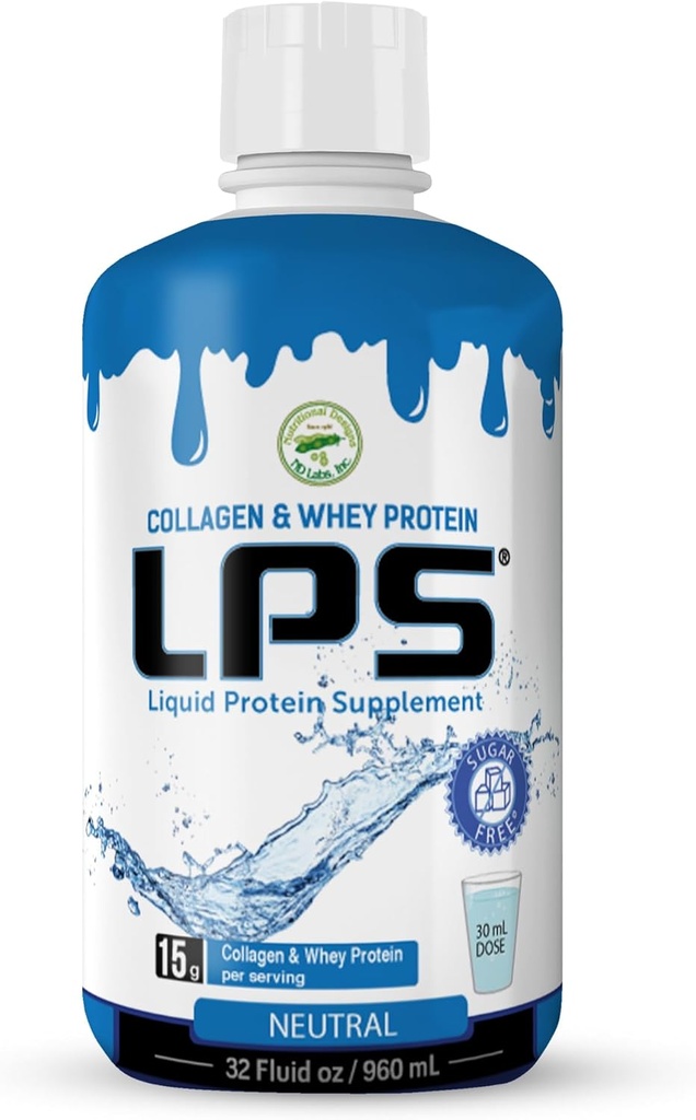 영양 디자인 LPS 액체 교원질 & Whey 단백질 보충교재 - 설탕 자유로운 비 GMO 음료 - 남자 & 여자를 위한 건강한 피부 & 머리를 승진시킵니다 (Neutral)