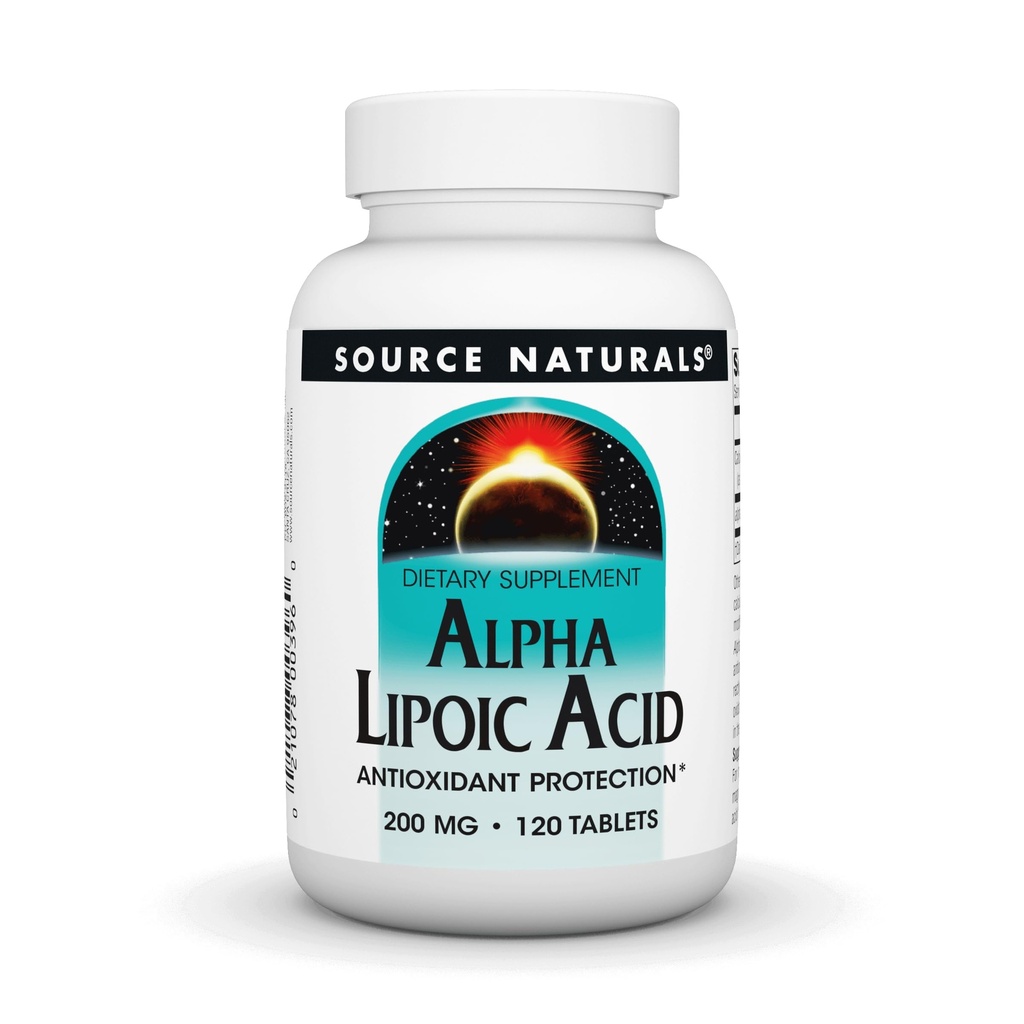 Source Naturals Alpha Lipoic Acid 200 mg 지원 건강한 설탕 대사, 간기능 및 에너지 발생 - 120 정제