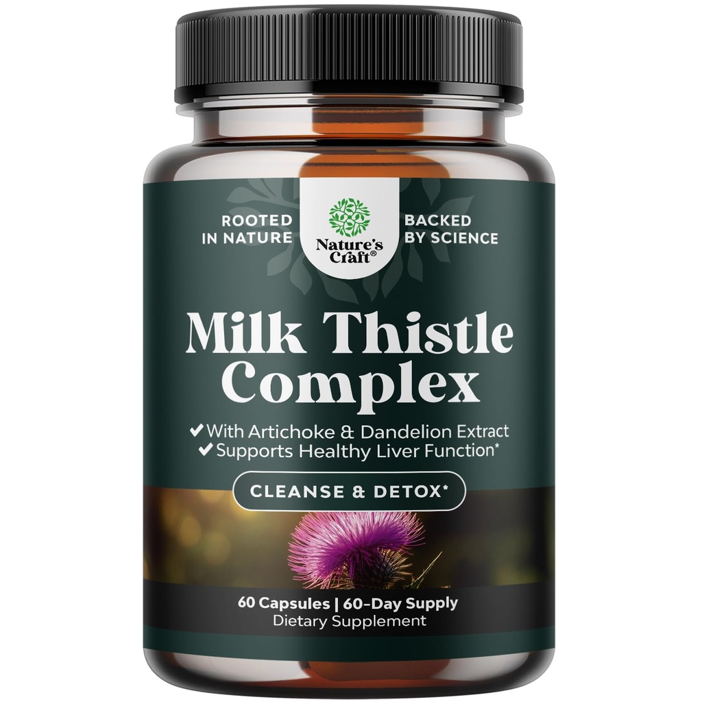 Liver Cleanse Detox & Repair - Artichoke Extract를 사용한 고급 우유 이틀 및 댄 델리 뿌리 보충 - 데톡스 용 Dandelion 캡슐 - 60 Ct