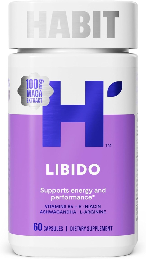 Habit Libido Supplement (60 캡슐) - 새로운 모습, Maca, Ashwagandha L-Arginine, 지원 에너지 및 성능, Vegan, Non-GMO (1 팩)와 자연 Aphrodisiac 혼합