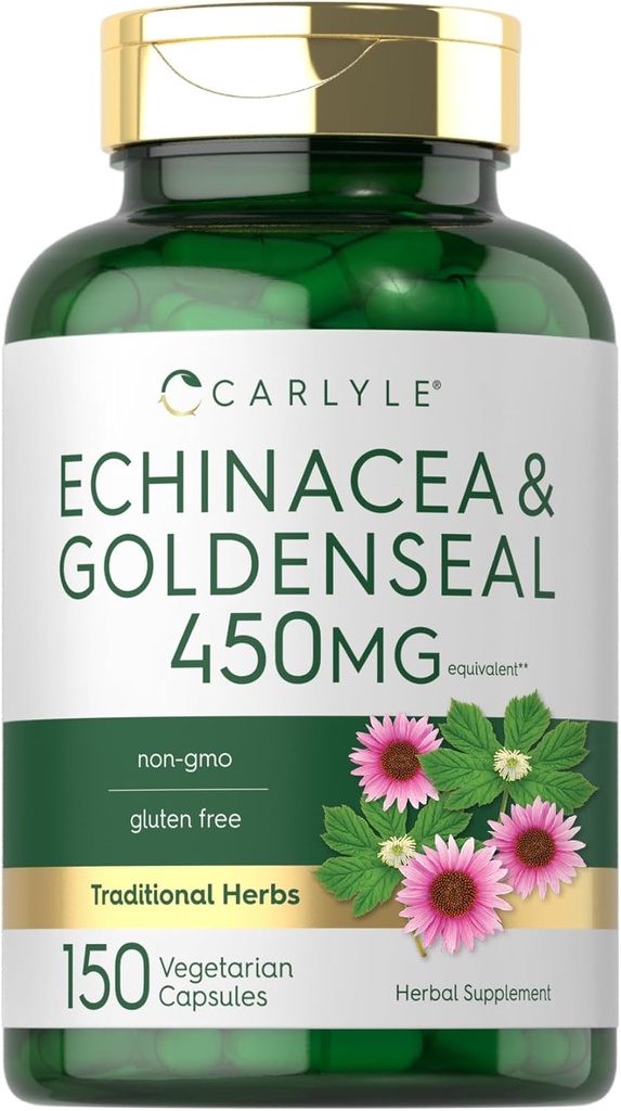 Carlyle Echinacea Goldenseal 캡슐 | 150 개 | 채식주의, 비 GMO, 글루텐 프리