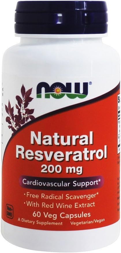 자연적인 Resveratrol, 200 Mg의 지금 음식에 의하여 60의 캡슐