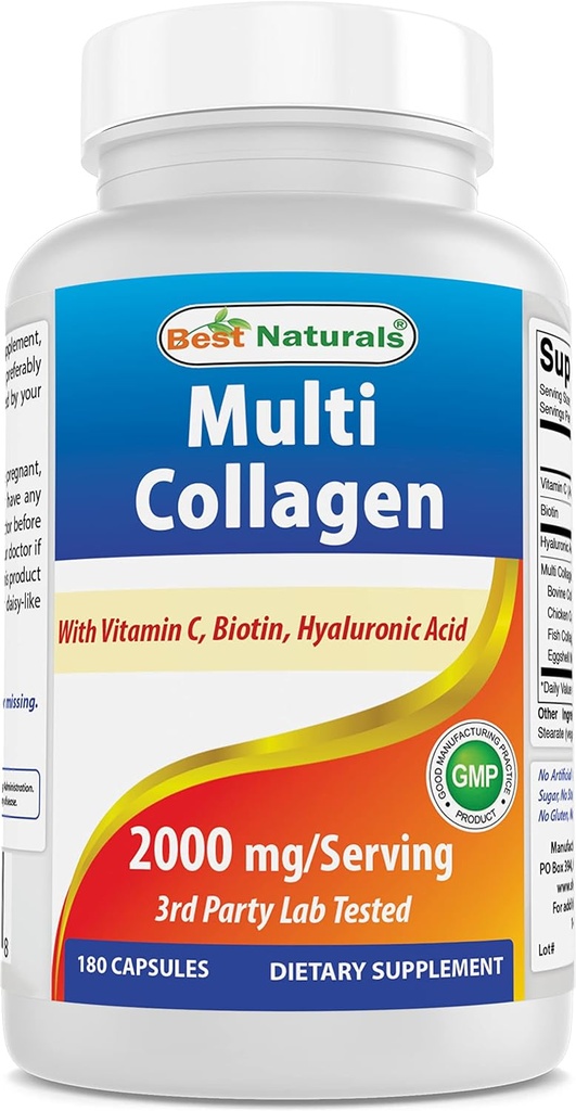 여자 & 남자를 위한 제일 자연적인 다 교원질 알약 2000mg - 유형 I II III V x, Biotin, Hyaluronic 산 & 비타민 C를 가진 머리 피부와 못을 위한 가수분해된 교원질 펩티드 캡슐
