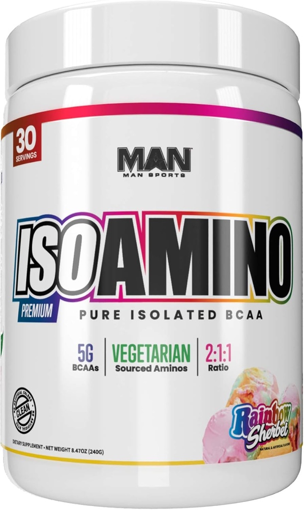 남자 스포츠 Iso-Amino Bcaa 분말, 레인보우 허브, 255 그램