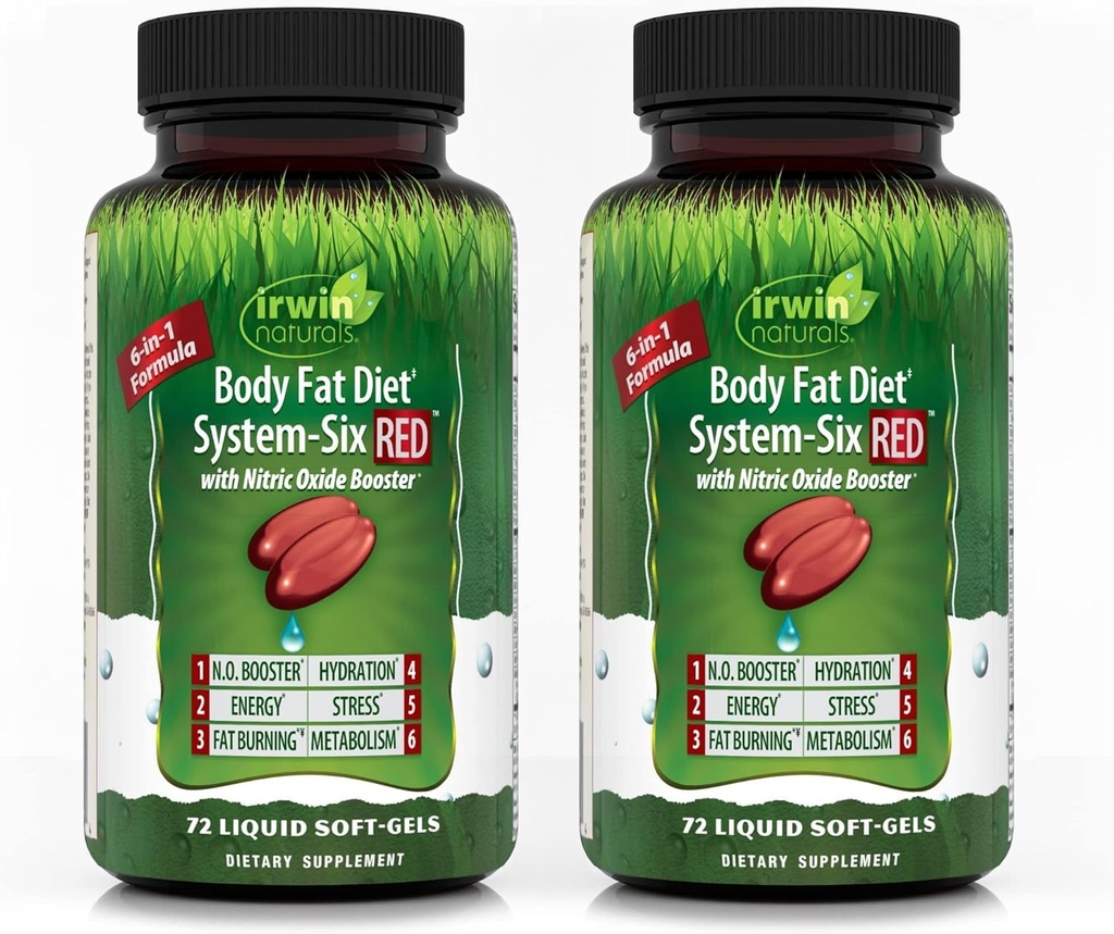 Irwin Naturals Body Fat Diet System-Six RED - 72 액체 소프트 젤 - 2 팩