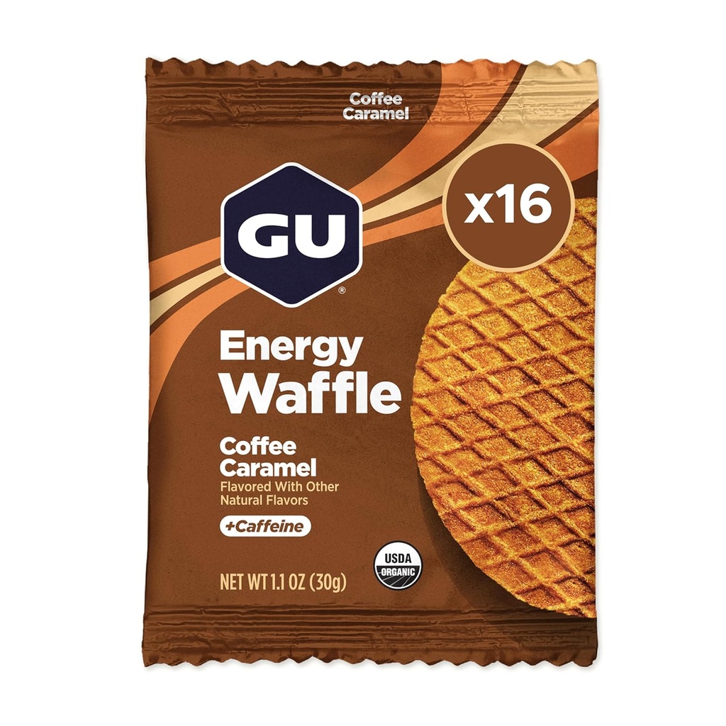 GU Energy Stroopwafel Caramel Coffee Sports Nutrition 와플, 카페인 포함, Kosher Dairy, On-The-Go Energy for Any Workout, 16 카운트