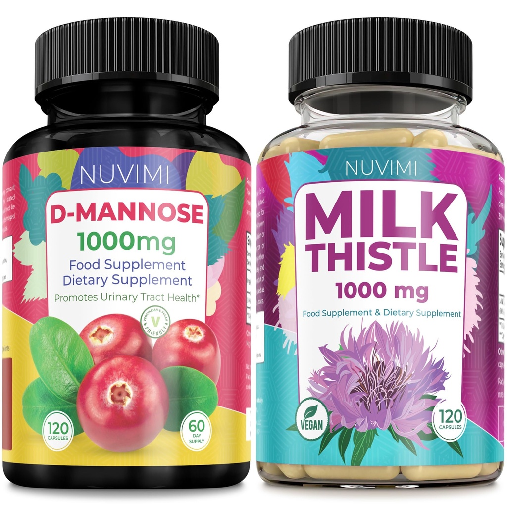 D Mannose 1000 mg & 우유 이틀 1000 mg 120 캡슐 각각