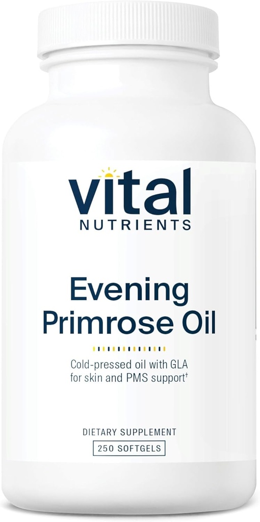 Vital Nutrients Evening Primrose Oil 1000mg | 여성용 Primrose Supplement | GLA Omega-6 Fatty Acid for Skin and PMS Support* | 글루텐, 데이리, 소이 프리 | 비 GMO | 250 Softgel