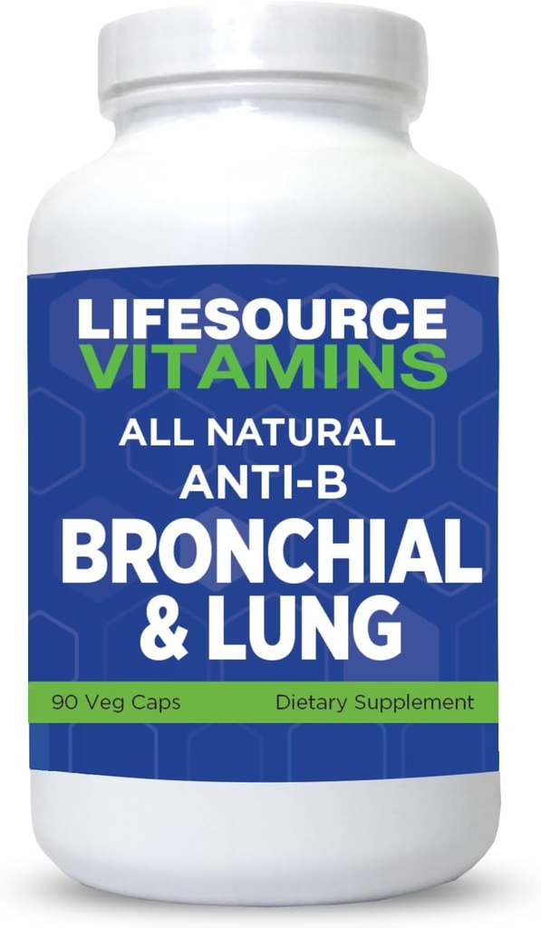 LifeSource Vitamins All Natural Anti-B Bronchial & Lung Support – 14 모든 천연 성분 - 90 캡슐 - Proprietary 공식