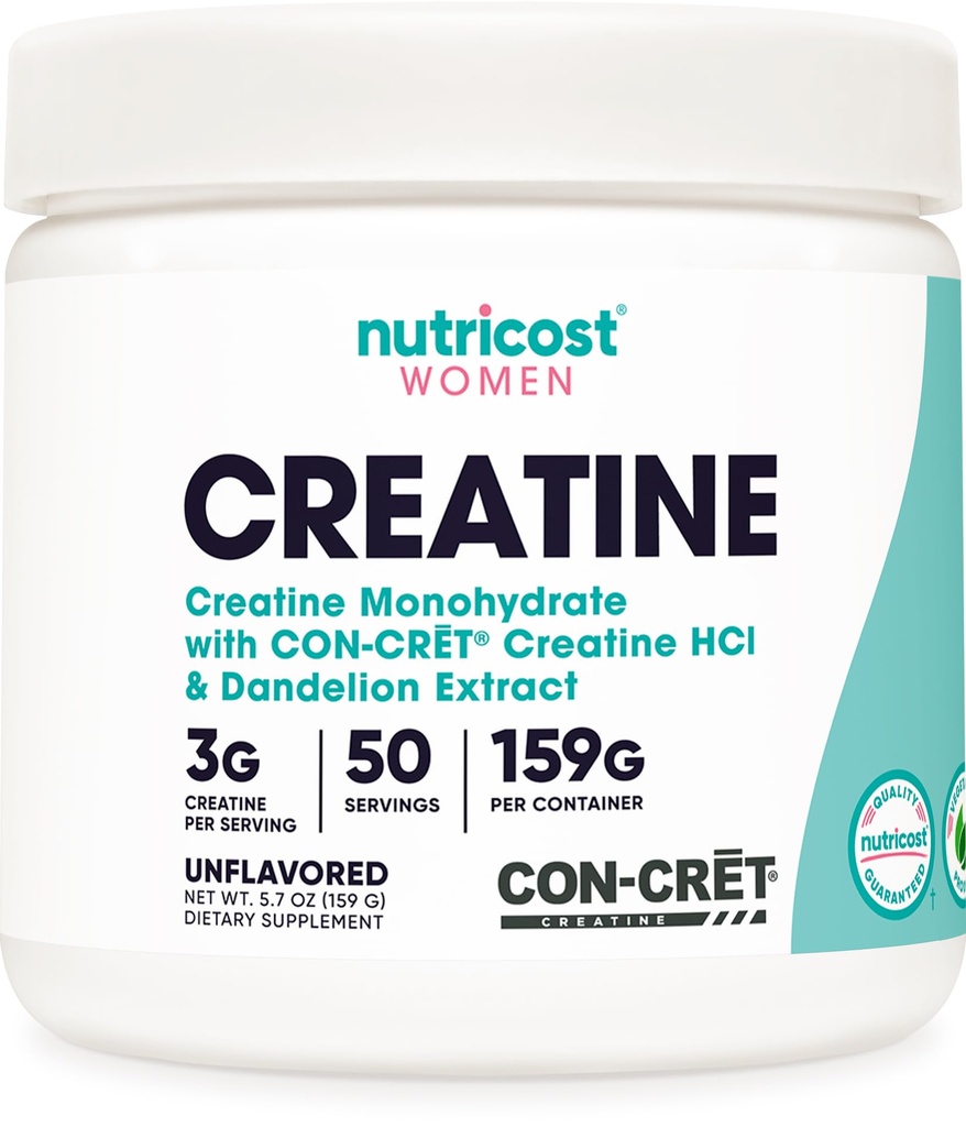 여성을위한 Nutricost Creatine Monohydrate 분말, Micronized, Unflavored, 50 서빙 - 채식, Non-GMO, 글루텐 무료