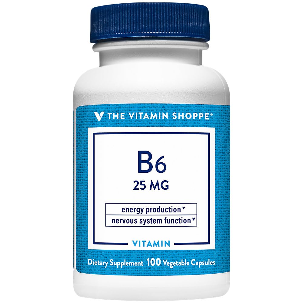 비타민 B6 지원 에너지 생산 25 MG (100 식물성 캡슐)