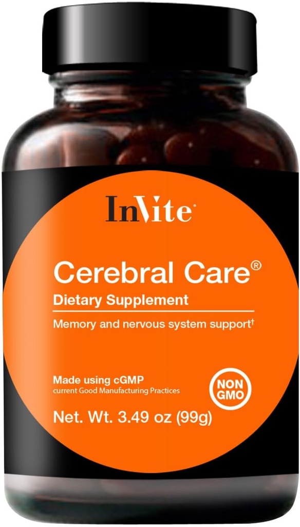 InVite Health Cerebral CareTM - Memory, Focus, Attention 및 Mood를 포함한 뇌 건강 지원 - Inositol, Acetyl-L-Carnitine, Choline, Phosphatidylserine, Astaxanthin - 30 서빙 (2 팩)