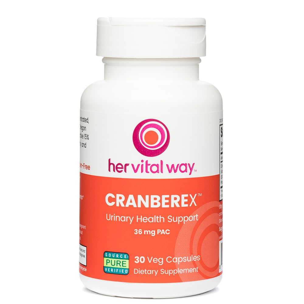 Cranberex - 여성과 남성을위한 크랜베리 알약 - 36mg PAC가있는 크랜베리 보충 - Urinary Tract Health 및 Kidney Care를위한 크랜베리 추출물 캡슐 - 30 Veg 캡슐