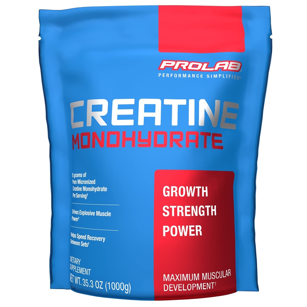 ProLab 영양 크레아틴 Monohydrate Micronized 분말 1000G의 근육 힘을 위한 순수한 크레아틴, 힘 & 내구시간, 빠른 흡수, Unflavored, 봉사 (5g) 당 5000mg (200 봉사)