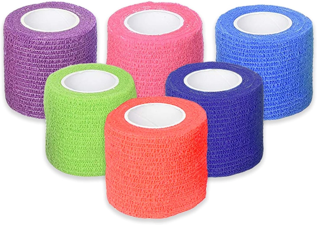 Ever Ready First Aid Self Adherent Cohesive Bandages 2" x 5 야드 - 12 개, 레인보우 색상