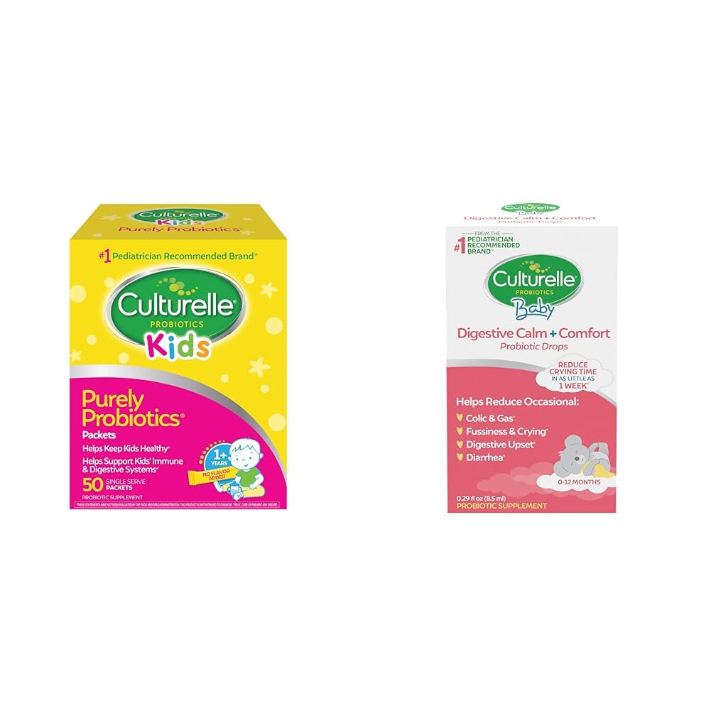 Immune & Digestive 지원을 위한 Culturelle 아이 프로바이오틱스, 50의 조사 & 아기 Calm & 안락 하락 0-12 달, 0.29 Ounce