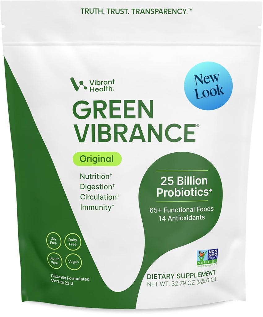 활력 건강, 녹색 활력, 포함 65 식물 기반 Superfoods, 25 억 Probiotics, 섬유, Adaptogens & 효소, 83 서빙