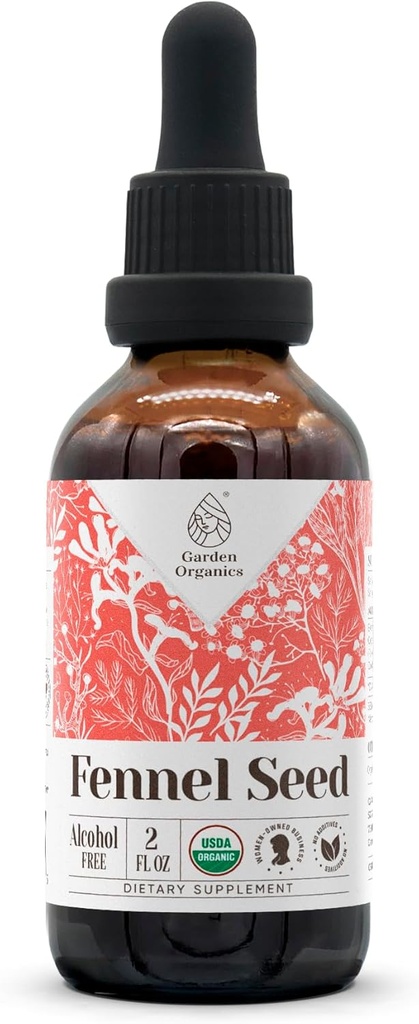 Fennel Seed USDA 유기 알코올 무료 추출물 | Dietary Supplement, High-Potency Tincture | 천연 인증 유기농 Fennel (Foeniculum vulgare) 말린 씨앗 2oz