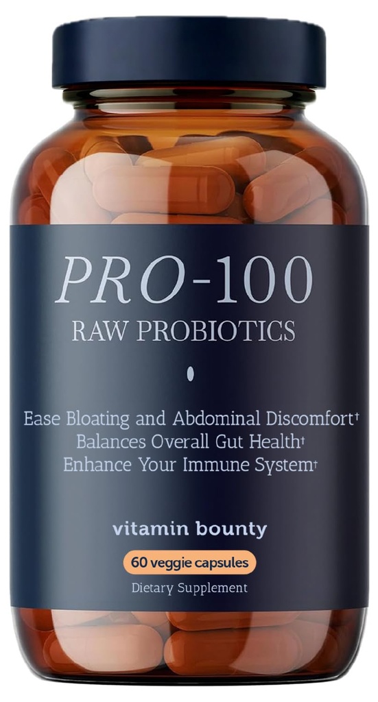 비타민 Bounty Pro-100 Probiotic 100 억 CFU - 소화 건강 및 면역 지원을위한 13 Strains - 여성 및 남성을위한 높은 효능 Probiotics - Gut Health 용 지연 방출 캡슐 - 60 카운트