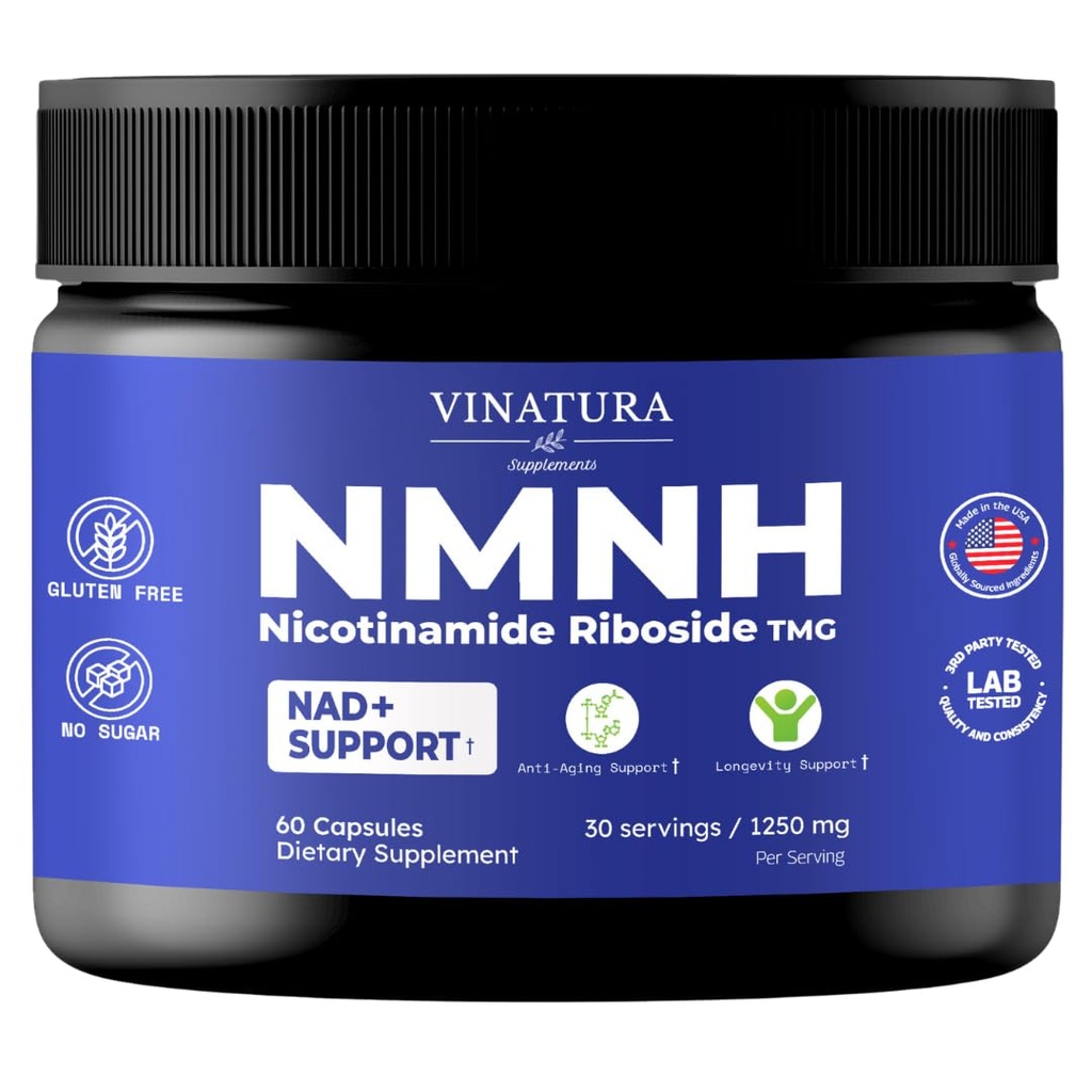 VINATURA NMNH (NMN 보충교재 대안) Nicotinamide Riboside & TMG - 노화 방지를 위한 NAD 보충교재 - 60의 캡슐
