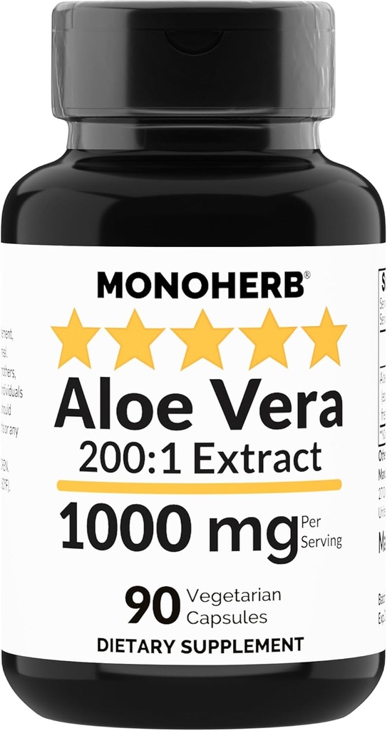 MONOHERB 알로에 Vera 1000 mg - 200x 추출물 - 90 캡슐
