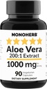 MONOHERB 알로에 Vera 1000 mg - 200x 추출물 - 90 캡슐