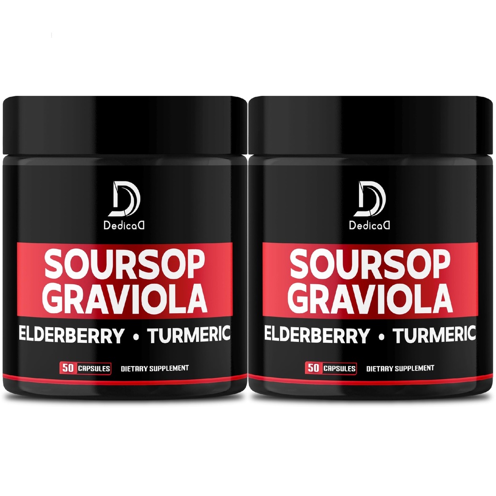 Graviola Soursop 캡슐을 남겨 - 2 팩 50 캡슐 100 일 공급 - 11in1 Elderberry, Turmeric, Ginger, Milk Thistle, Cranberry & More - 지원 계류, 면역 및 신체 건강