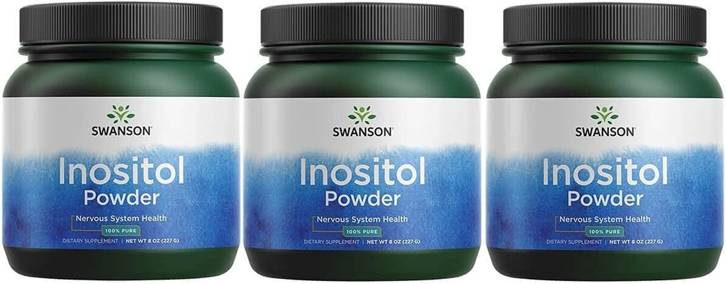 Swanson 100 % 순수 Inositol 분말 - 자연 보충 촉진 초점 및 휴식 - Nerve & Cellular 지원 - (8oz) 3 팩