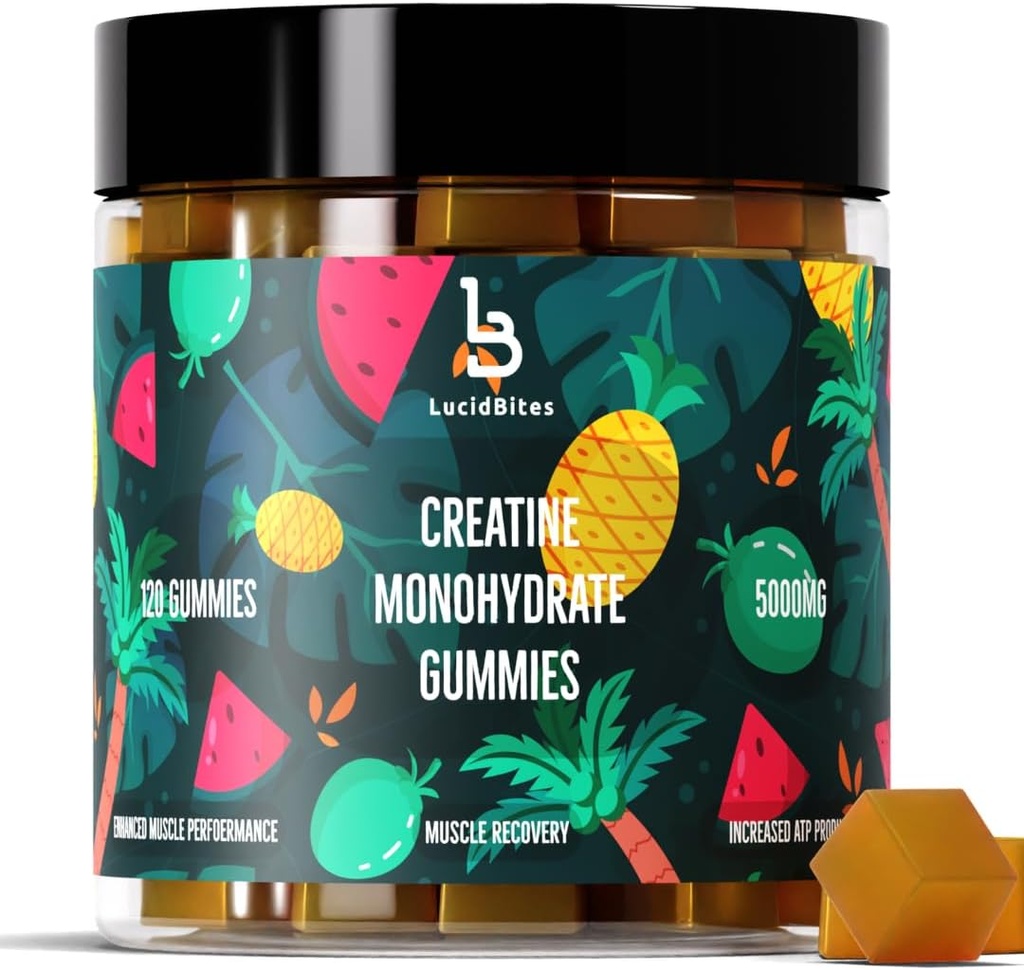 크레아틴 Monohydrate Gummies – 채식주의자, 설탕 자유로운, 120count, 회복 & 근육 성과를 위한 5000mg Creatine