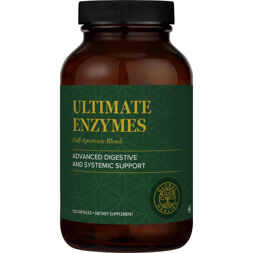 Global Healing - Ultimate Enzymes - 건강한 소화를 위한 체계적인 & 소화 효소 보충교재, 면역 체계 Boost & 자연적인 Gut 건강, 여성 & 남자를 위한 소화 효소, Lipase