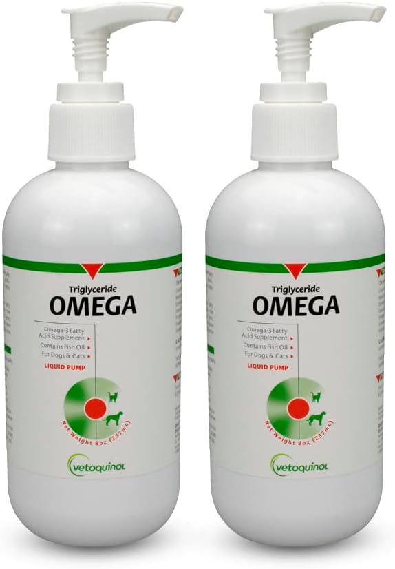 Vetoquinol Triglyceride 액체 Omega 3는 개 & 고양이, 액체 물고기 기름 보충교재 w/EPA 및 DHA를 위한 보충물, 승진시킵니다 피부, 외투, 합동, & 면역성 건강, 개 & 고양이, 8oz, 2 팩을 위한 Omega 3 물고기 기름