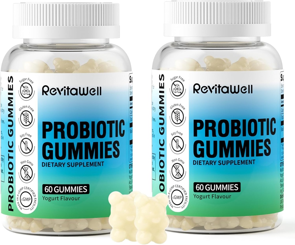 소화 건강 및 Gut 건강, 3.6 억 CFU, 설탕 무료, Debloat Gummies Probiotics for Kids, Women and Men, Yogurt Flavour, 120 카운트