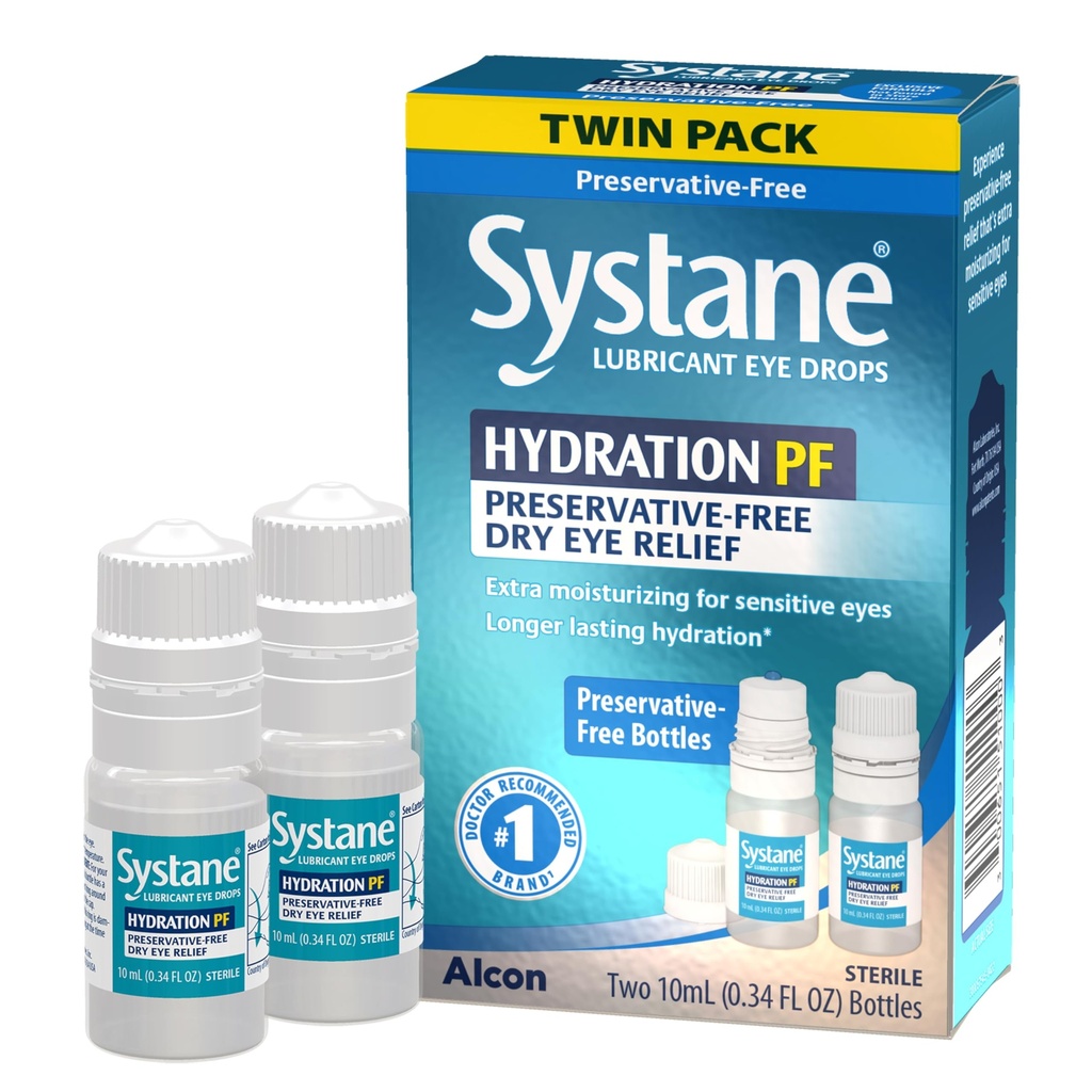 Systane Hydration 다 복용량 부식 자유로운 눈 하락 건조한 눈 기복 쌍둥이 팩 (2x10ml)