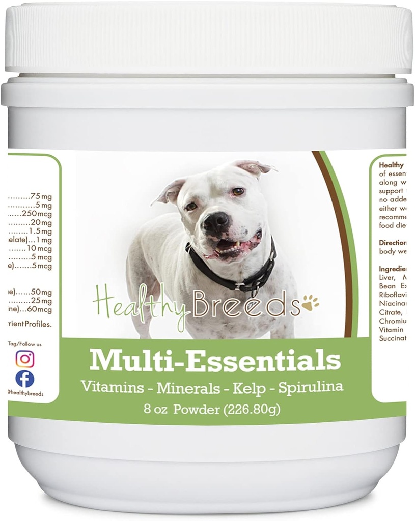 건강한 Breeds Pit Bull, 백색, 개를 위한 Multi-Essentials 분말 - 당신의 개를 위한 비타민, 무기물 & 산화 방지제의 이상적인 보충교재 - 8개 oz