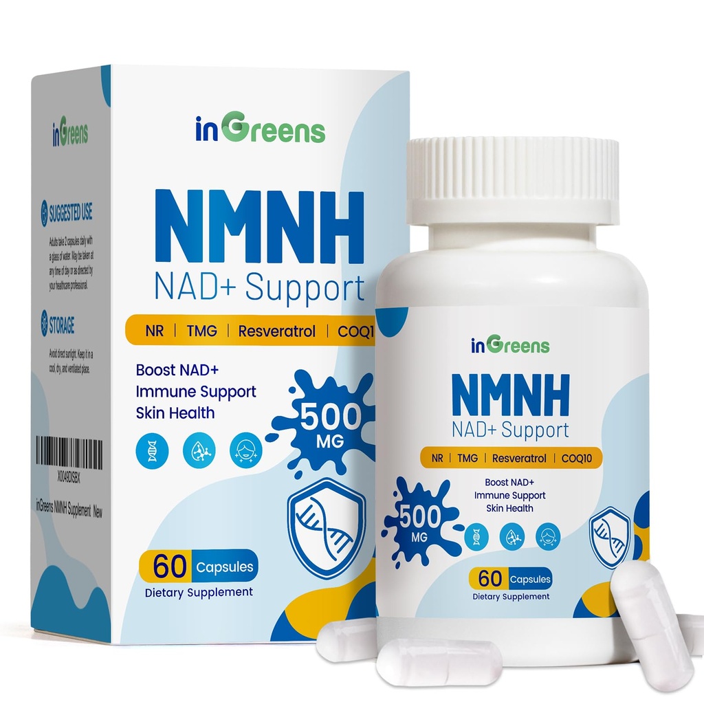 NR, TMG, Resveratrol, COQ10, NAD 보충교재, 노화 방지, 에너지, Boost NAD+를 가진 500mg NMNH, NMN 보충교재 대안 레벨, 60 캡슐