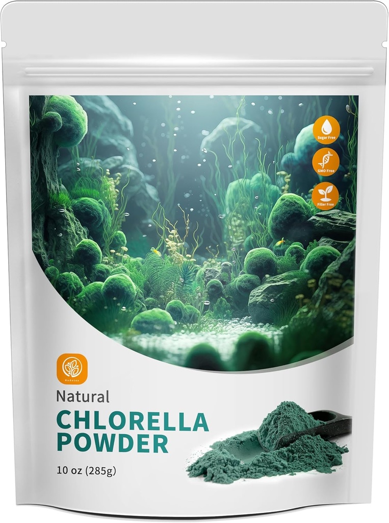 클로렐라 분말 10 oz - Chlorophyll 분말, 지원 면역 체계 & 간결 기능, 유지 젊음, Vegan, Vegan 단백질과 비타민에서 부유한.