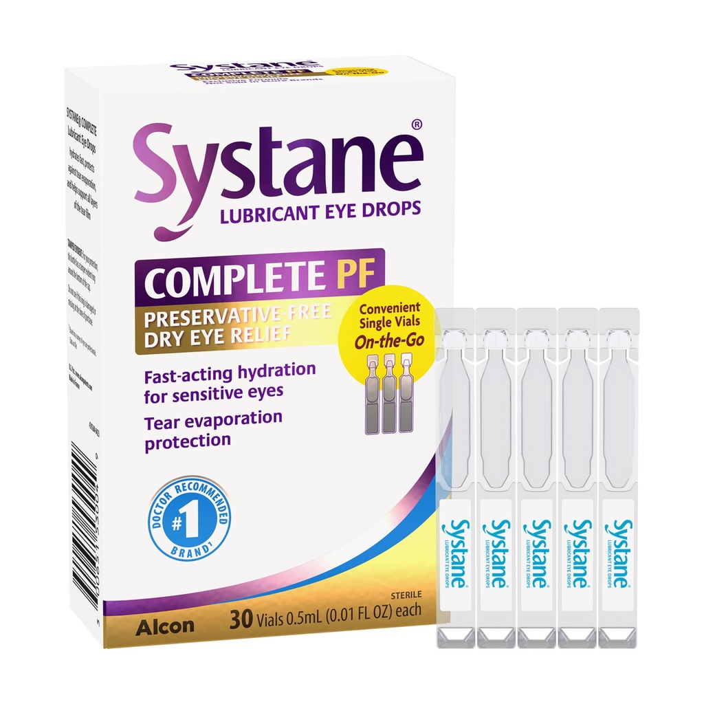 Systane 완전한 단위 복용량 부식 자유로운 눈 하락 30ct 건조한 눈 기복을 위한 단일 용도 작은 유리병