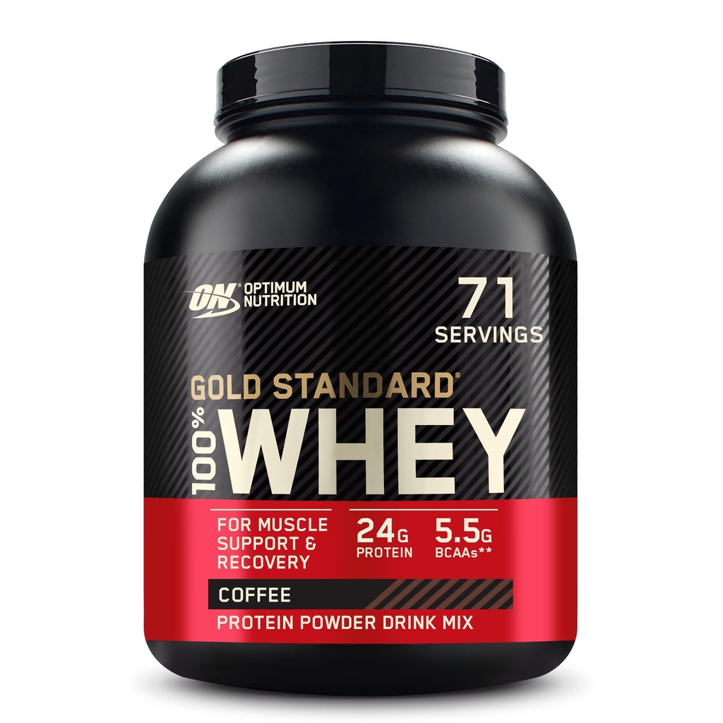 최적 영양 골드 표준 100 % Whey Protein Powder, 커피, 5 파운드 (패키지 May Vary)