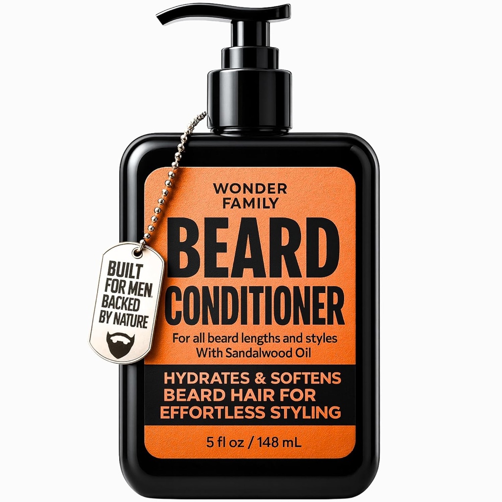 남자를위한 Beard 컨디셔너 - Biotin Aloe Vera & Collagen로 컨디셔너 및 연화제 - Coarse Dry Hair 용 Moisturizing 크림 - Beard 및 Skin 컨디셔너 - Black Men 용 Sandalwood Scent Care