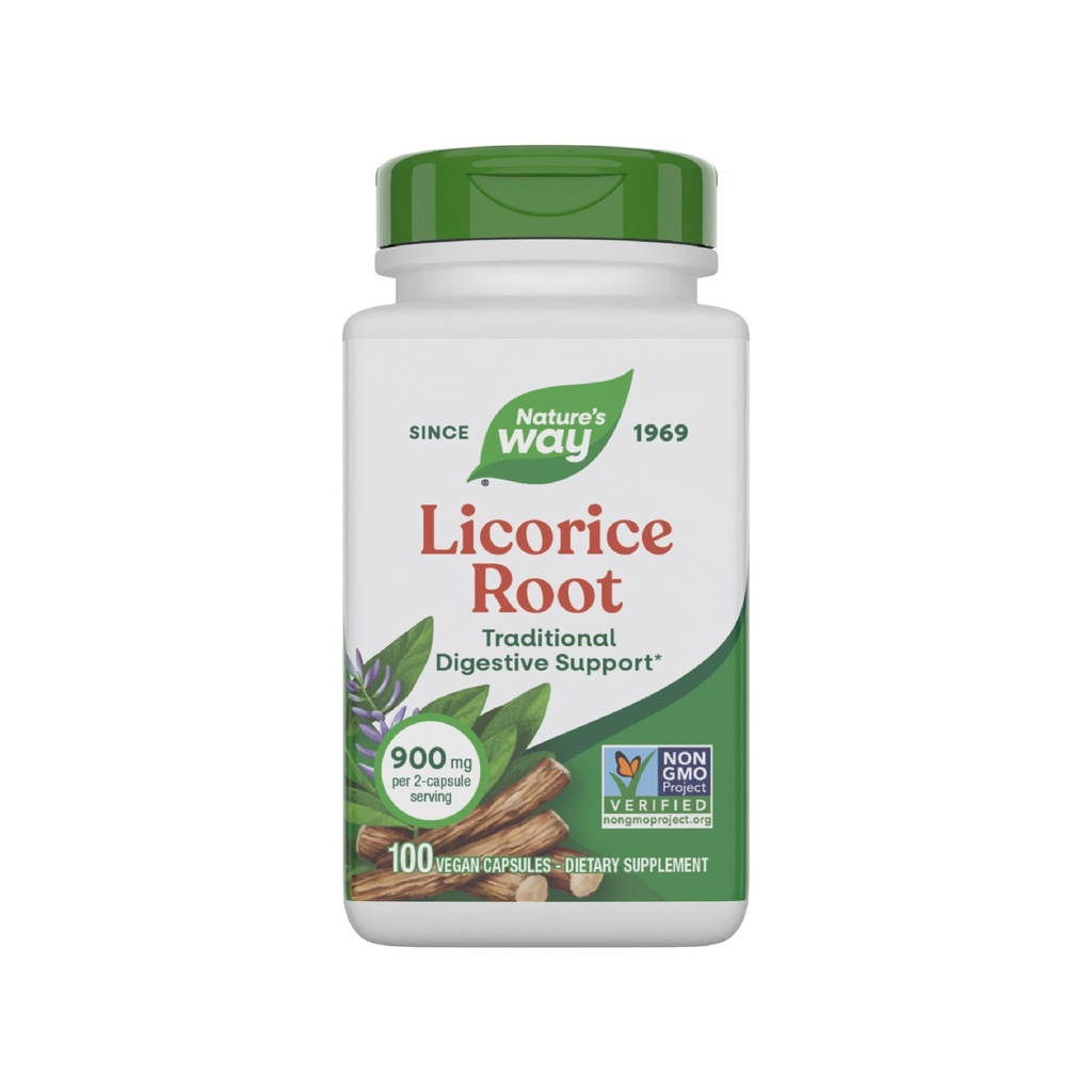 자연의 방법 Licorice 뿌리, 전통 소화 지원 보충교재 *, 2-Capsule 서빙 당 900 mg, 비 GMO 프로젝트 Verified, 100 Vegan 캡슐 (패키지 May Vary)