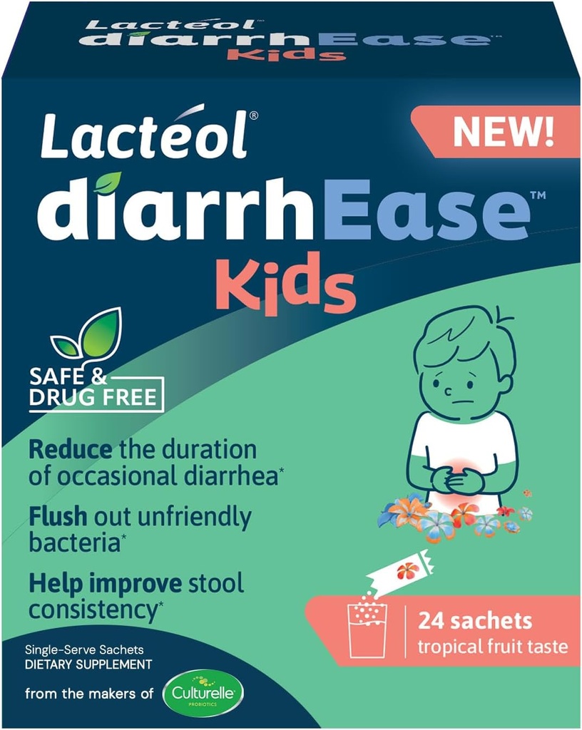 diarrhEase Kids - 안전하고, 마약 무료 및 임상 시험 된 포스트 바이오 틱 스트레인 그 짧은 기간 Occasional Diarrhea- 작품은 자연적으로 자녀의 몸, 24 조사
