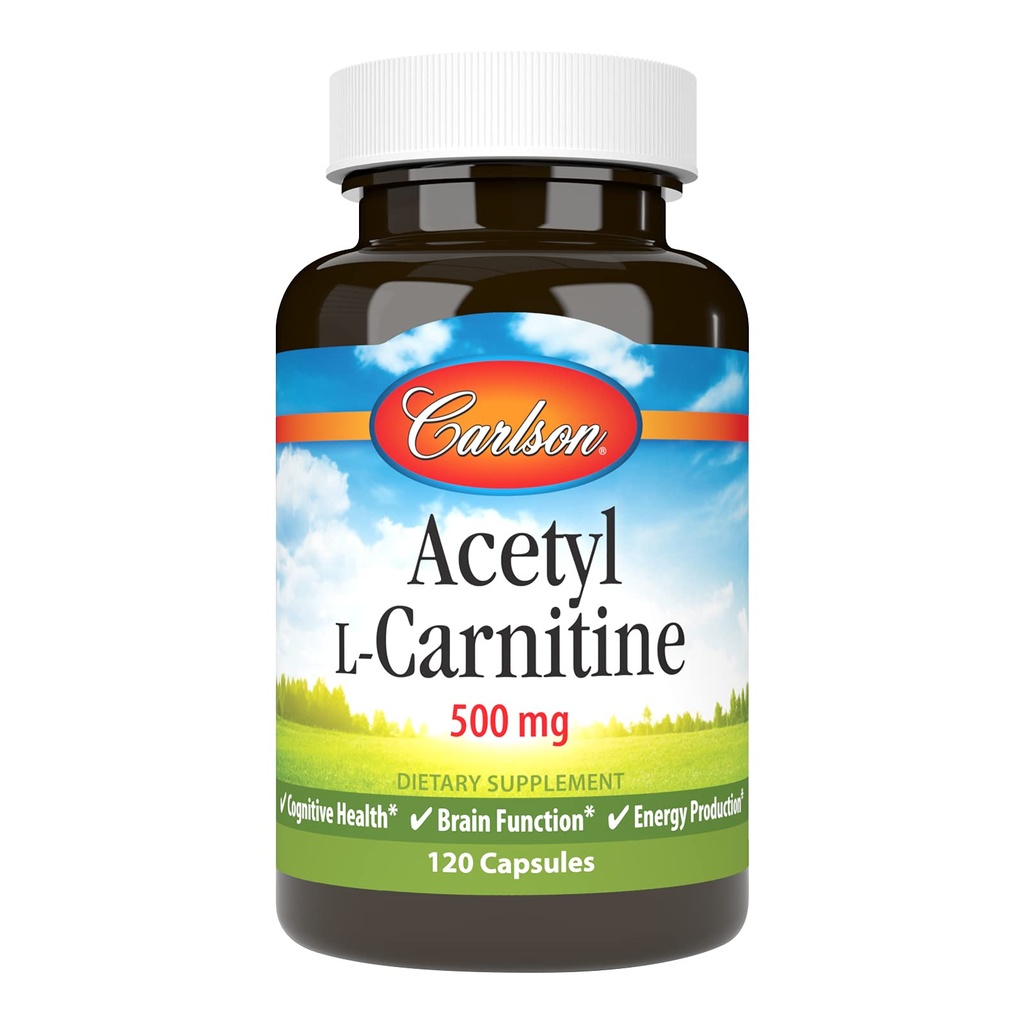 Carlson - Acetyl L 카르니틴, 500 mg의 인지 건강, 뇌 기능 & 에너지 생산, 120의 캡슐