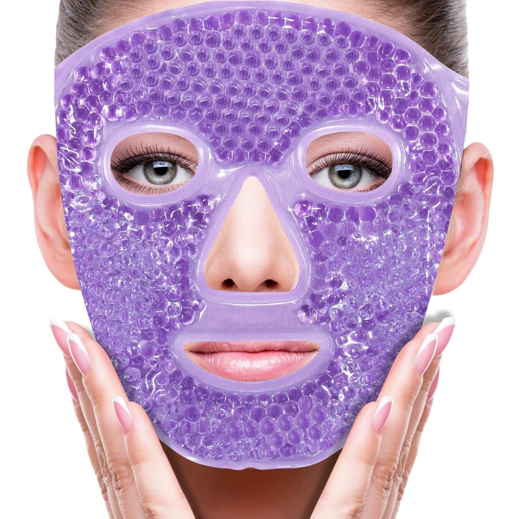 ZNÖCUETÖD 얼굴 눈 가면 얼음 팩을 감소시키기를 위한, 아이의 밑에 부대, Puffy 어두운 원형, Migraine, 연약한 견면 벨벳 역행을 가진 뜨거운/찬 팩 (Purple #22)