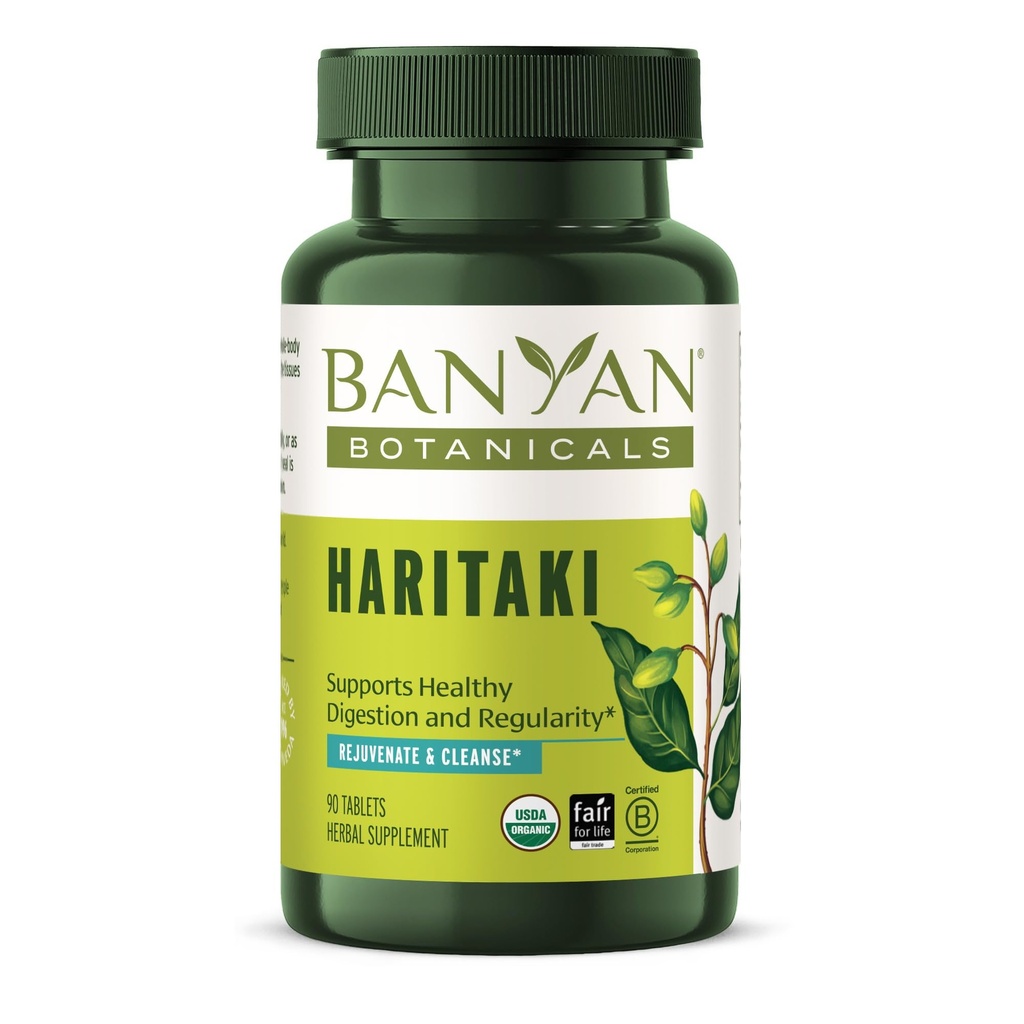 Banyan Botanicals Haritaki Tablets – 인증 된 유기 타니아 Chebula – Detoxification & Rejuvenation* – 90 Tablets – Non-GMO Sustainably Sourced Certified Fair for Life Fair Trade