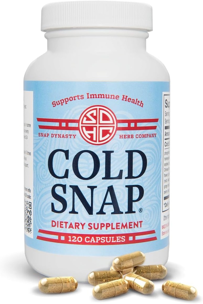 Snap Dynasty Cold Snap - 120ct 캡슐, 1 팩 - 모든 연령대의 식물 기반 종합 면역 건강 지원, 콜드 및 플러 지원을위한 신속한 보조제, 제약 없음