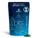 ENERGYBITS - 유기 Spirulina 정제 - 공장 기반 조류 Superfood - 초점, 피트니스, 에너지 - 식물 단백질 - 글루텐 무료 - 교원질, 비타민 B12, 오메가 3 - Keto & Vegan - 1000 조류 정제