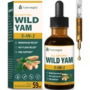 Wild Yam Root Extract Drops, Menopause Relief & PMS 지원을위한 Fenugreek & Motherwort Herb와 여성 보충. Fenogreco y Ñame Salvaje 파라 라 Menopausia. 2oz
